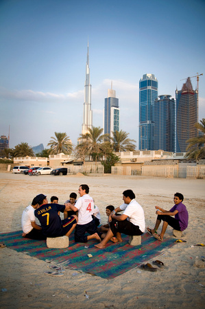 Young guys goofing in a small ghetto area in the heart of Dubai